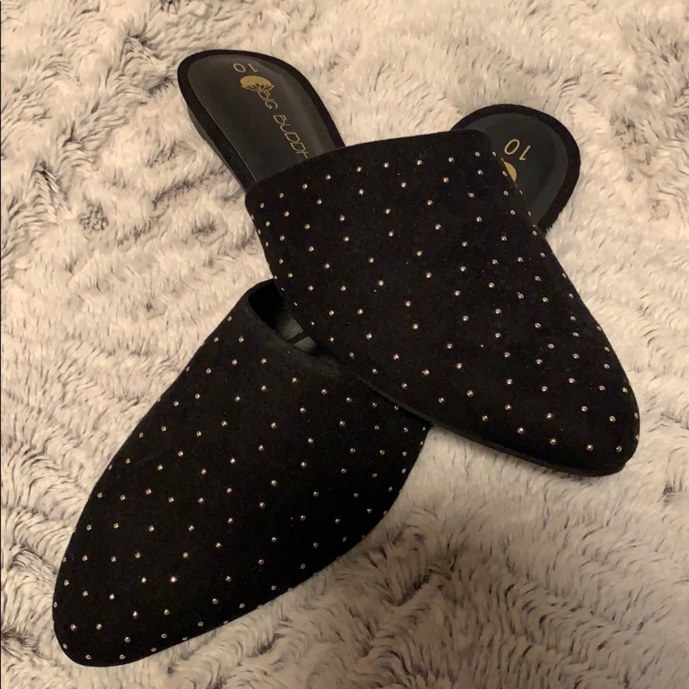 Studded mule slip ons